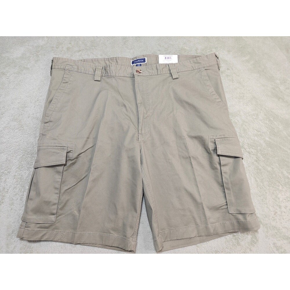 Club Room Men's Stretch Cargo Shorts Classic Fit Size 42 10" Inseam Khaki/Beige
